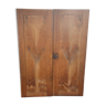 Old walnut veneer cabinet doors