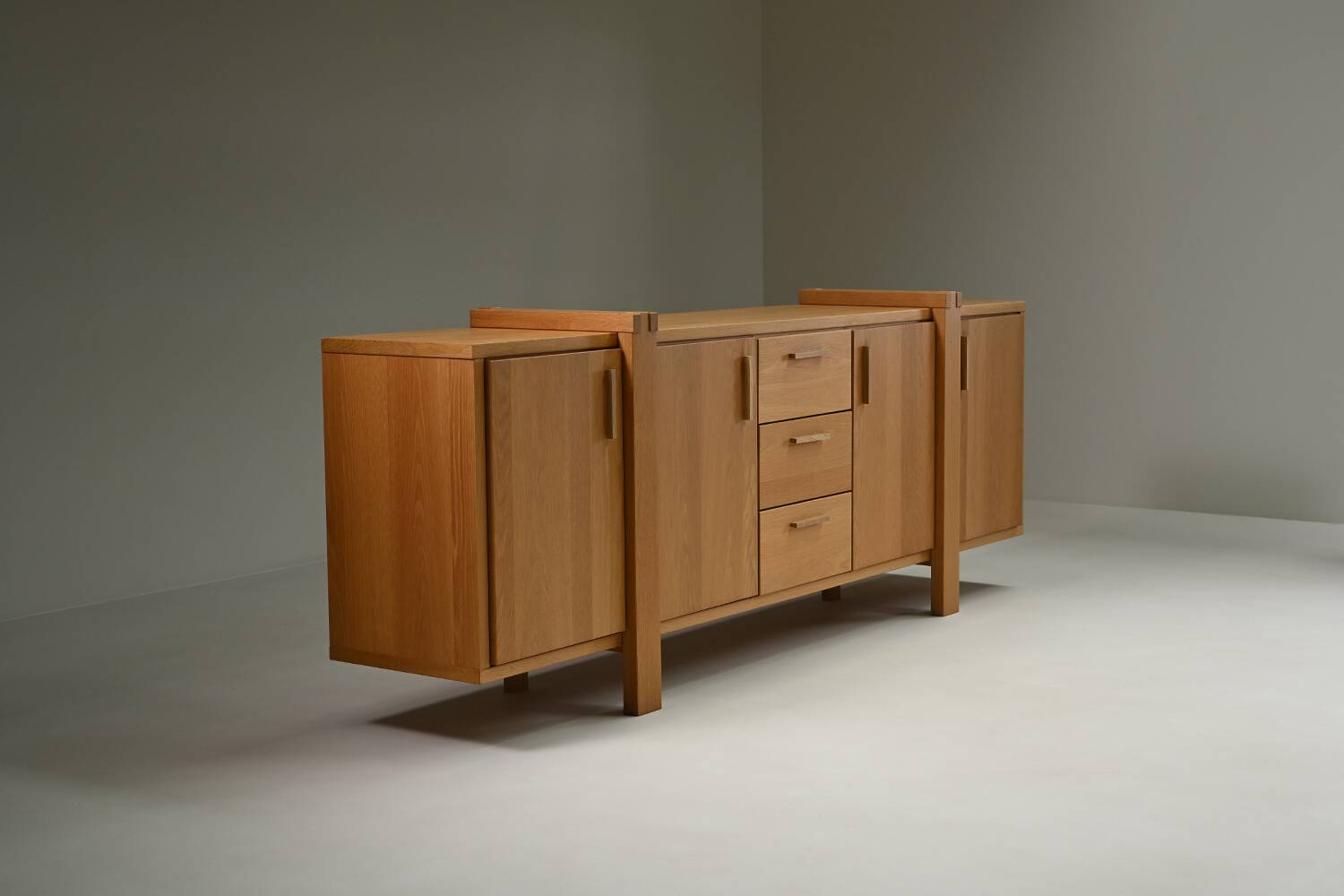 Large brustalist oak sideboard, Belgium.