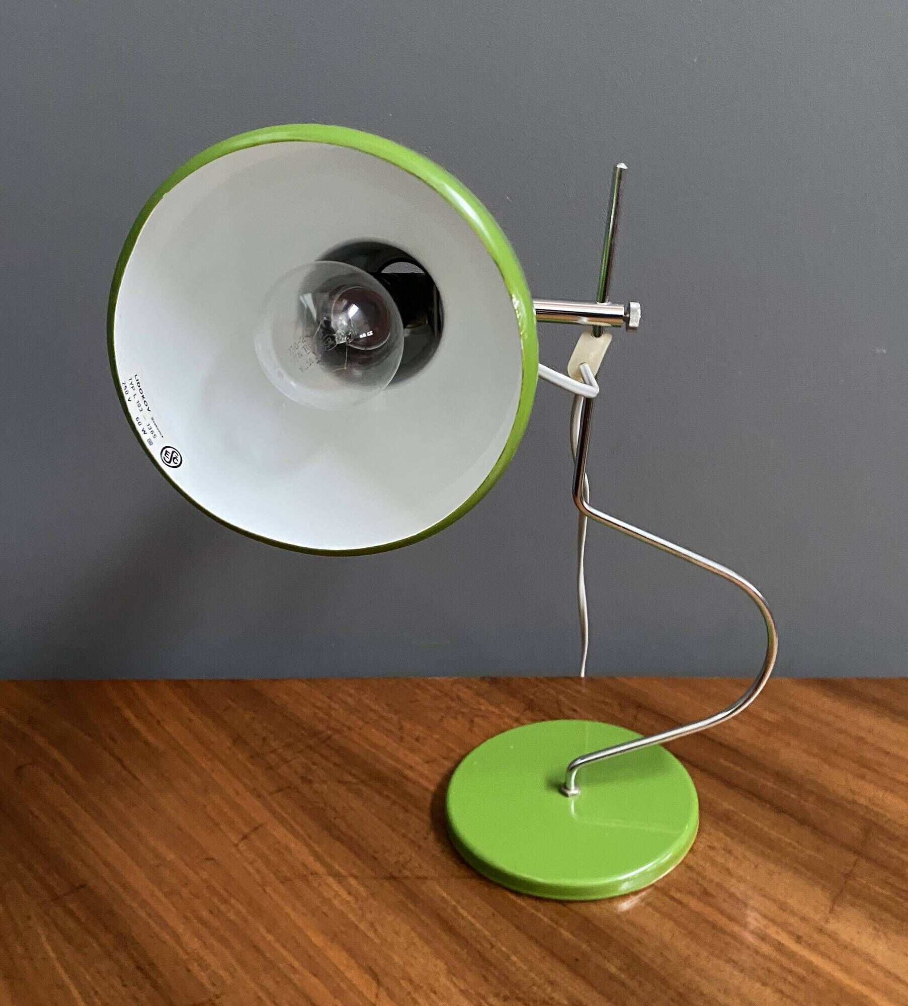 Green metal table lamp by Josef Hurka for Lidokov 1960s