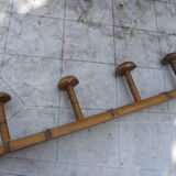 Rustic wooden coat rack turned in imitation of bamboo 1900 4 hooks