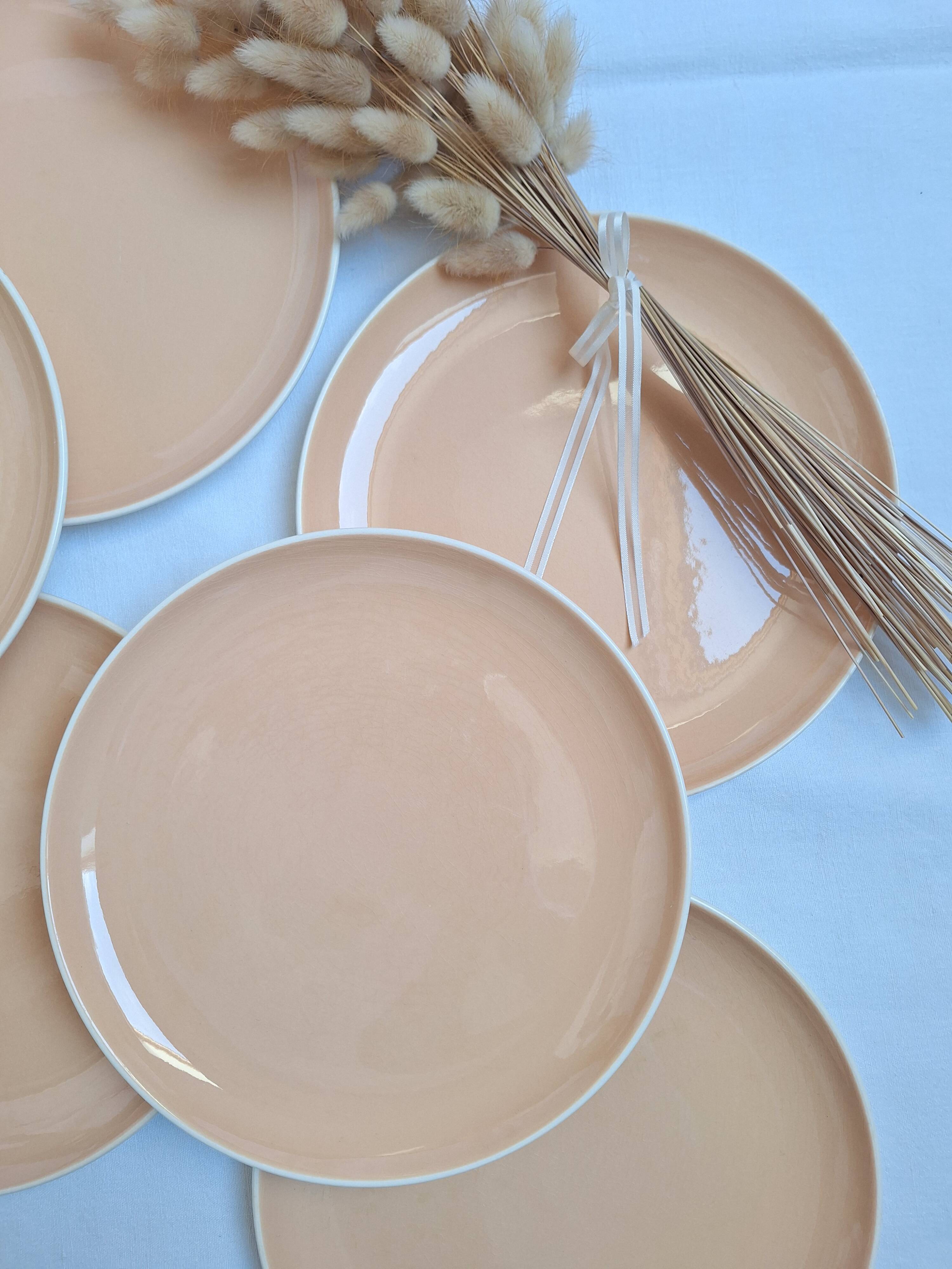 Villeroy & Boch peach-coloured dinner plates