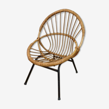 Fauteuil corbeille en rotin osier