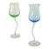 Duo de verres à vin, Curve, bleu et vert, 1980