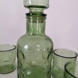 Carafe and matching tumblers in molded glass