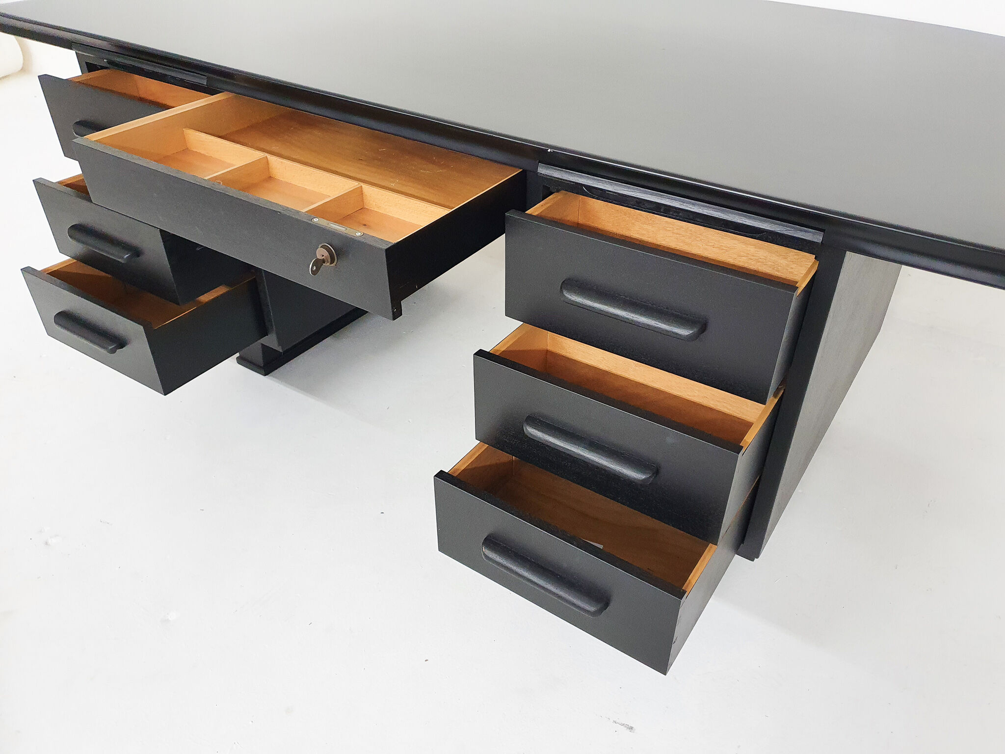 Black wooden executive desk, 1960's