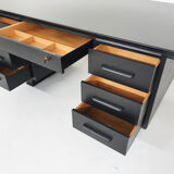 Bureau exécutif en bois noir, années 1960