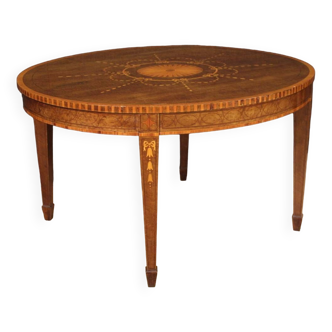 English table from the 1950s inlaid in Louis XVI style