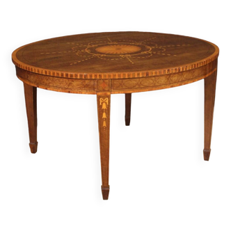 Table anglaise des années 1950 marquetée de style Louis XVI