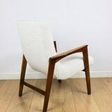 Vintage loft armchair herringbone natural fabric model from the 70s