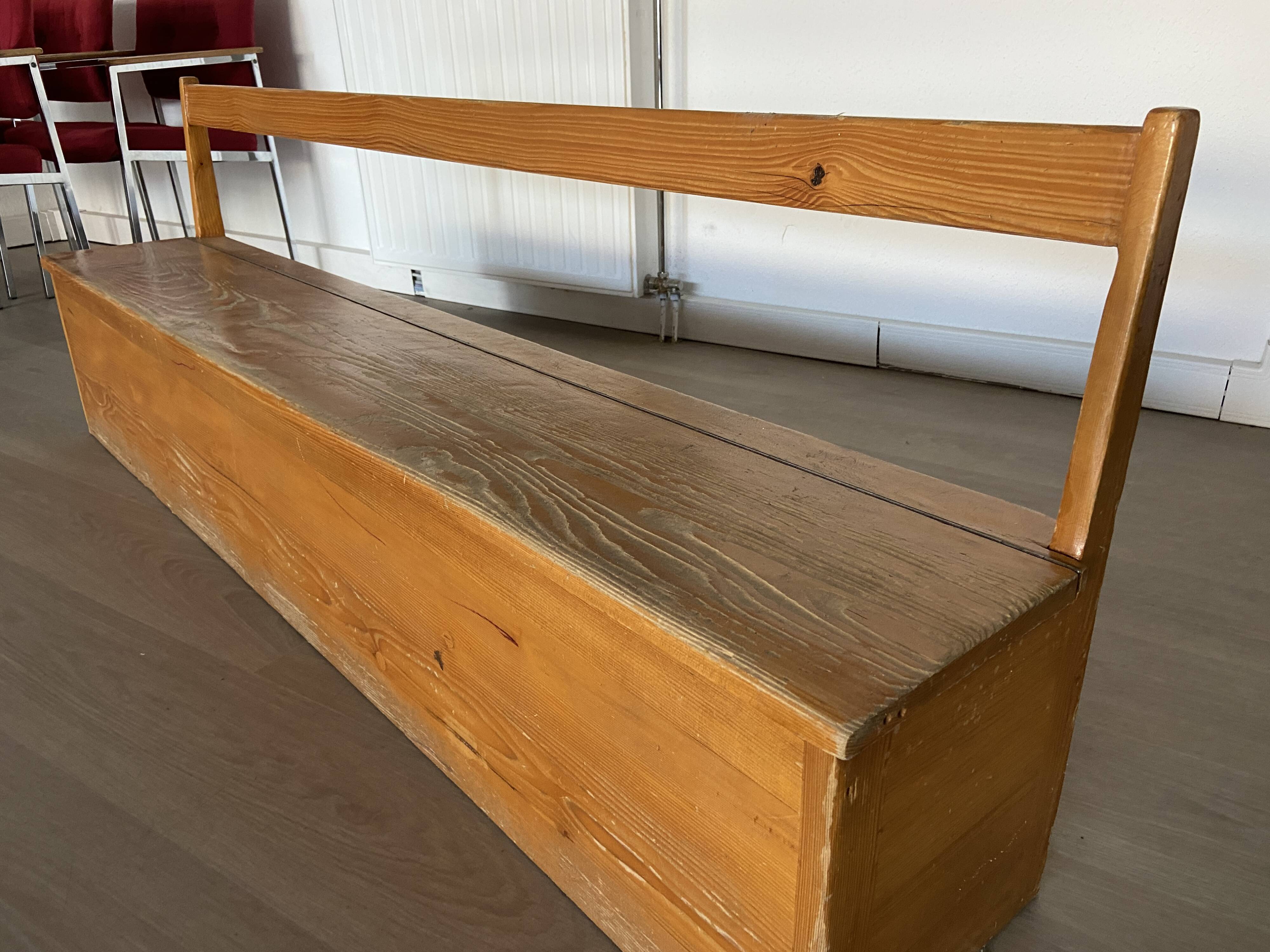 Vintage nursery school chest bench 1980s in pine