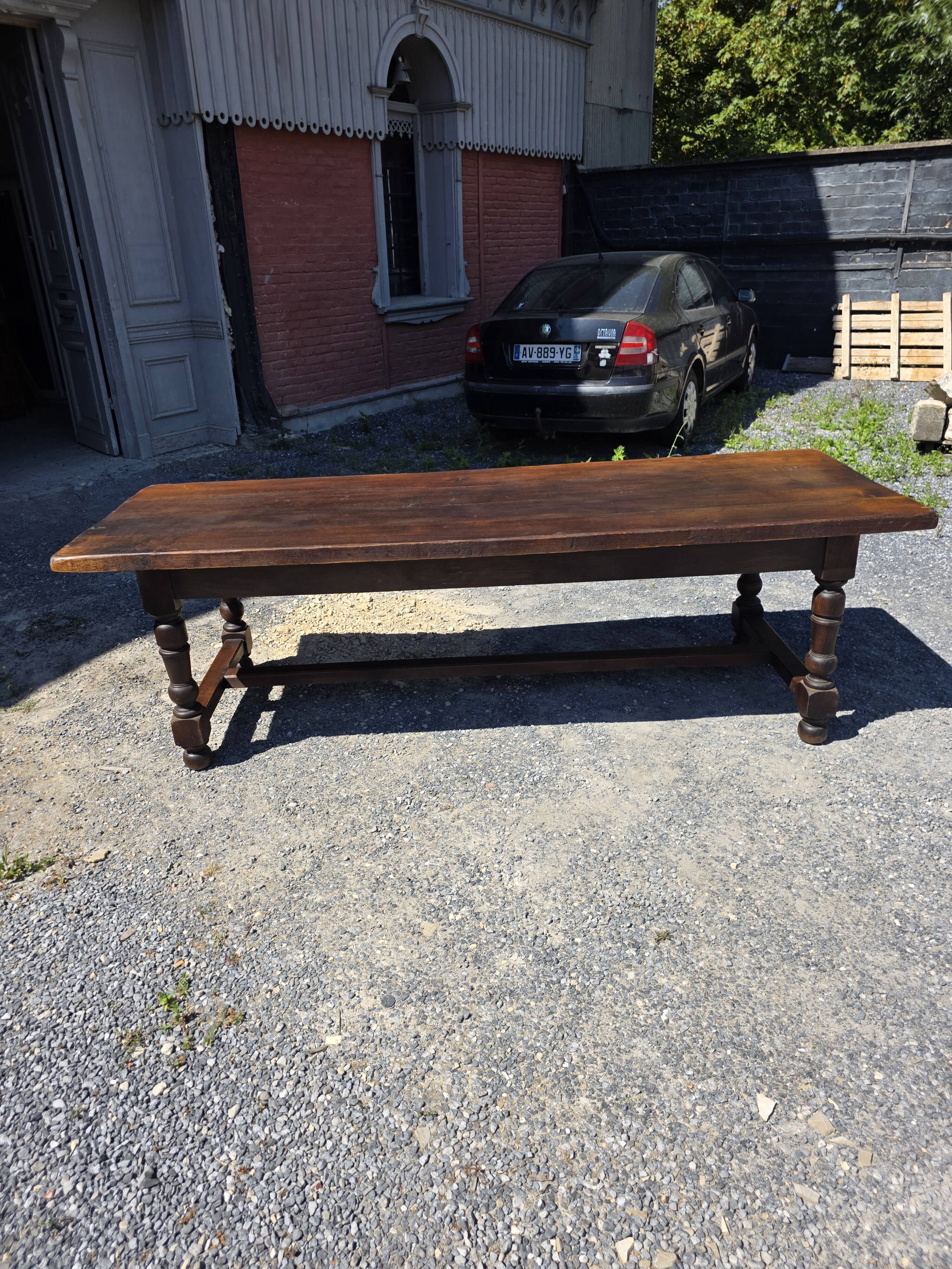 Table de ferme en chêne massif,  250 × 87cm