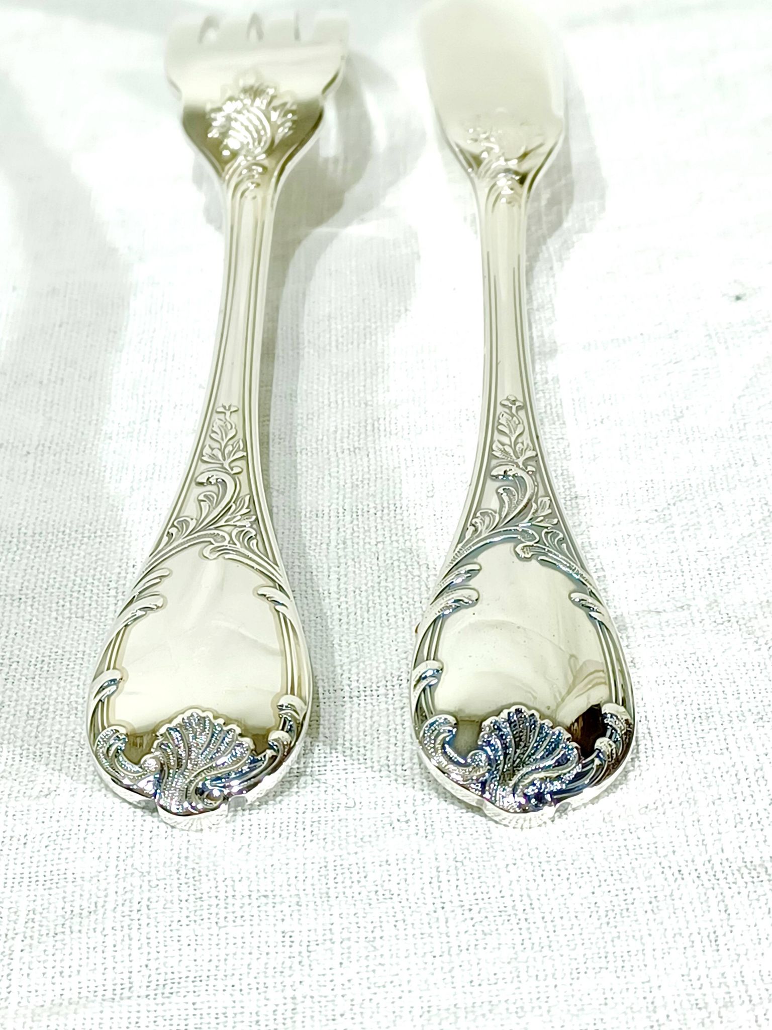 Christofle – 12-piece silver-plated fish cutlery set, Marly model
