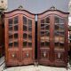 Pair of Louis XV style display cabinets. Hand-painted in gold, carved from solid oak.