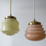 Brass opaline hanging lamp