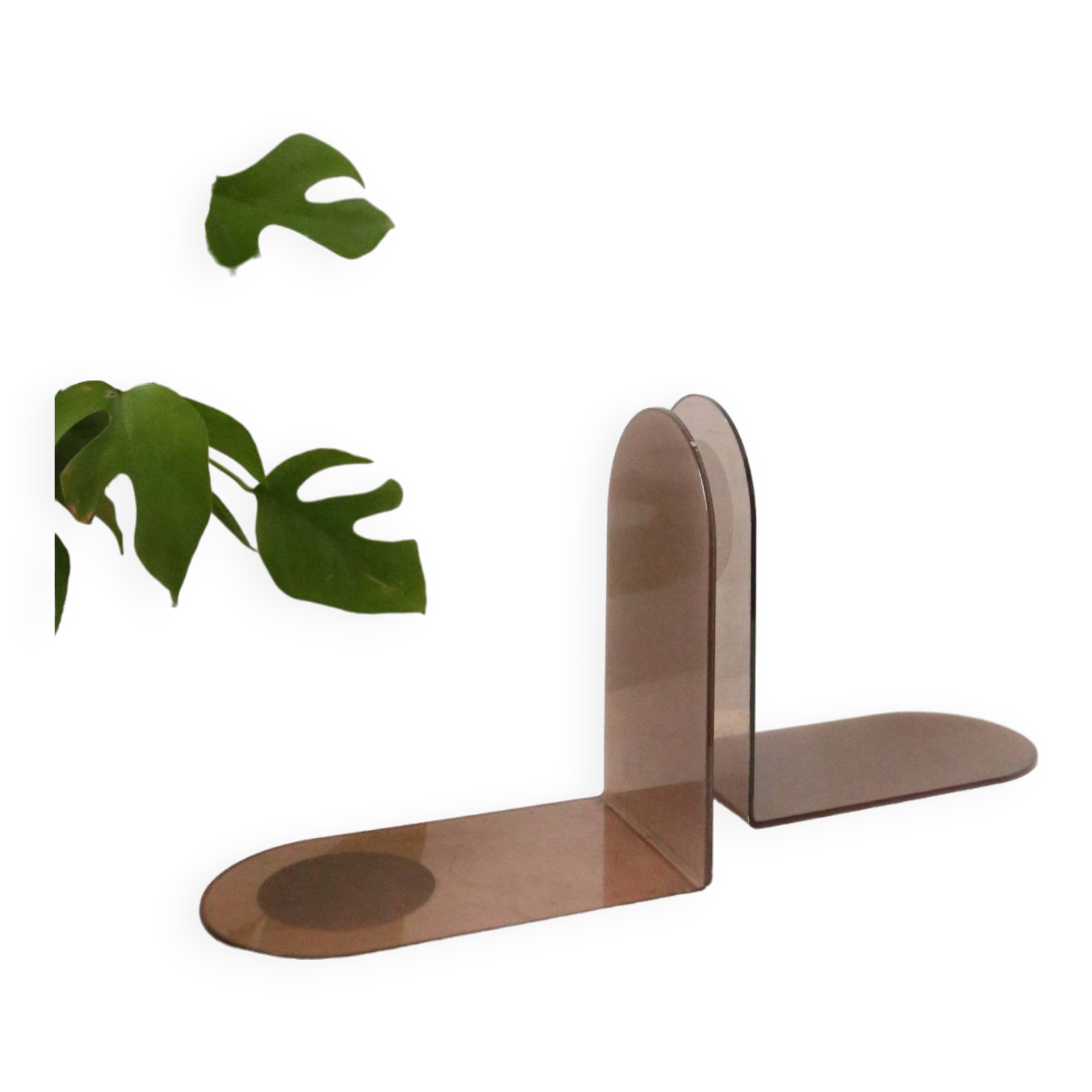 Pair of smoked plexiglass bookends, 1970s
