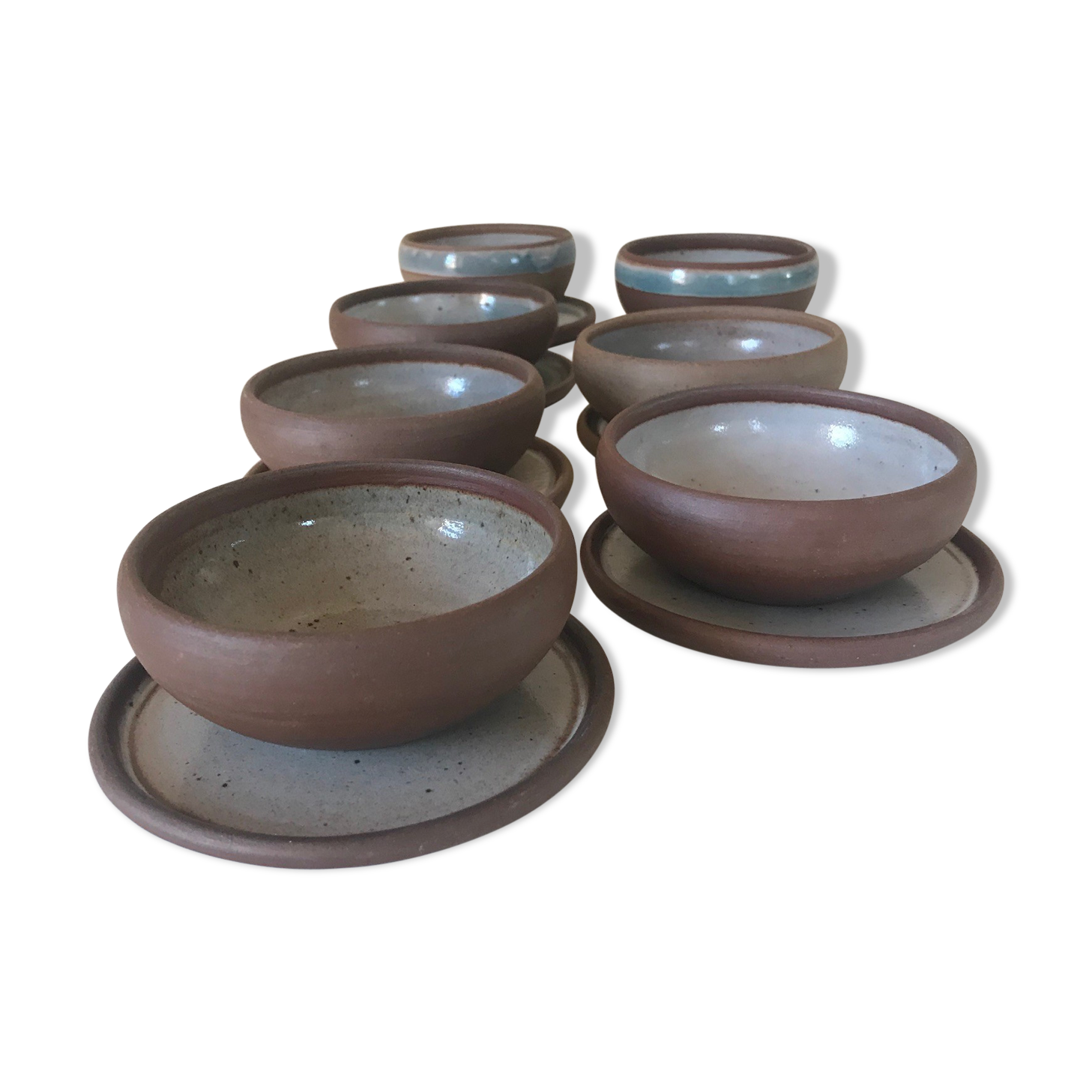 Vintage ceramic sandstone cups and cups Roger Jacques