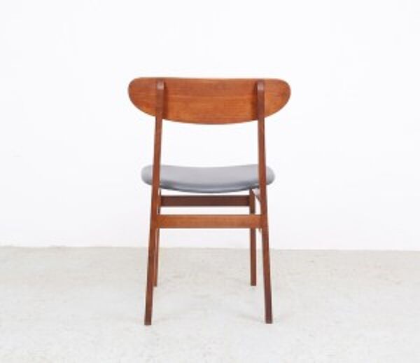 Chaises en teck Farstrup en teck et skaï, années 1960, retapissées