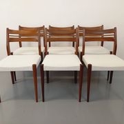 Set of 6 vintage Scandinavian chairs in teak and bouclette fabric from the 60s