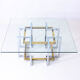 Geometrical brass & chrome coffee table, Belgium 1970s