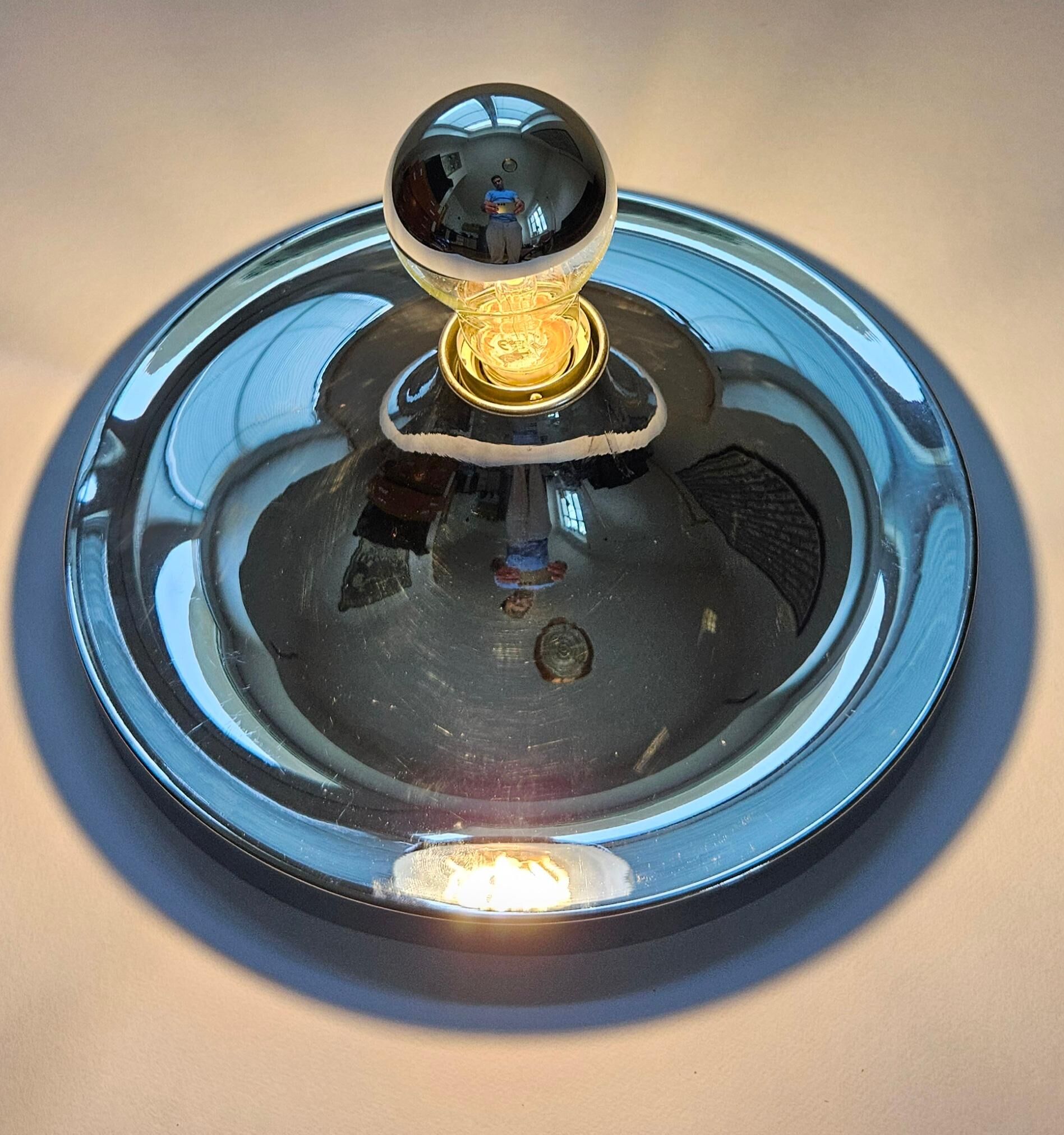 Chrome Ceiling or Wall Light by Charlotte Perriand, Sölken, 1960s