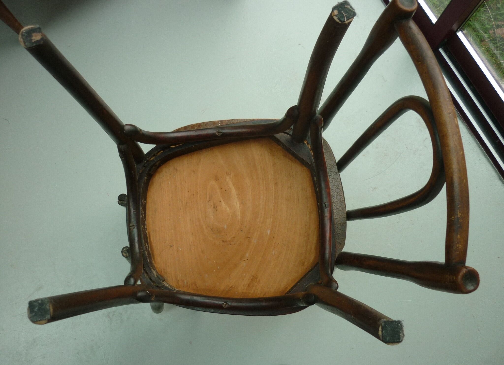 Pair of antique curved wood bistro chairs