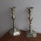 Pair of antique silver-plated metal candlesticks