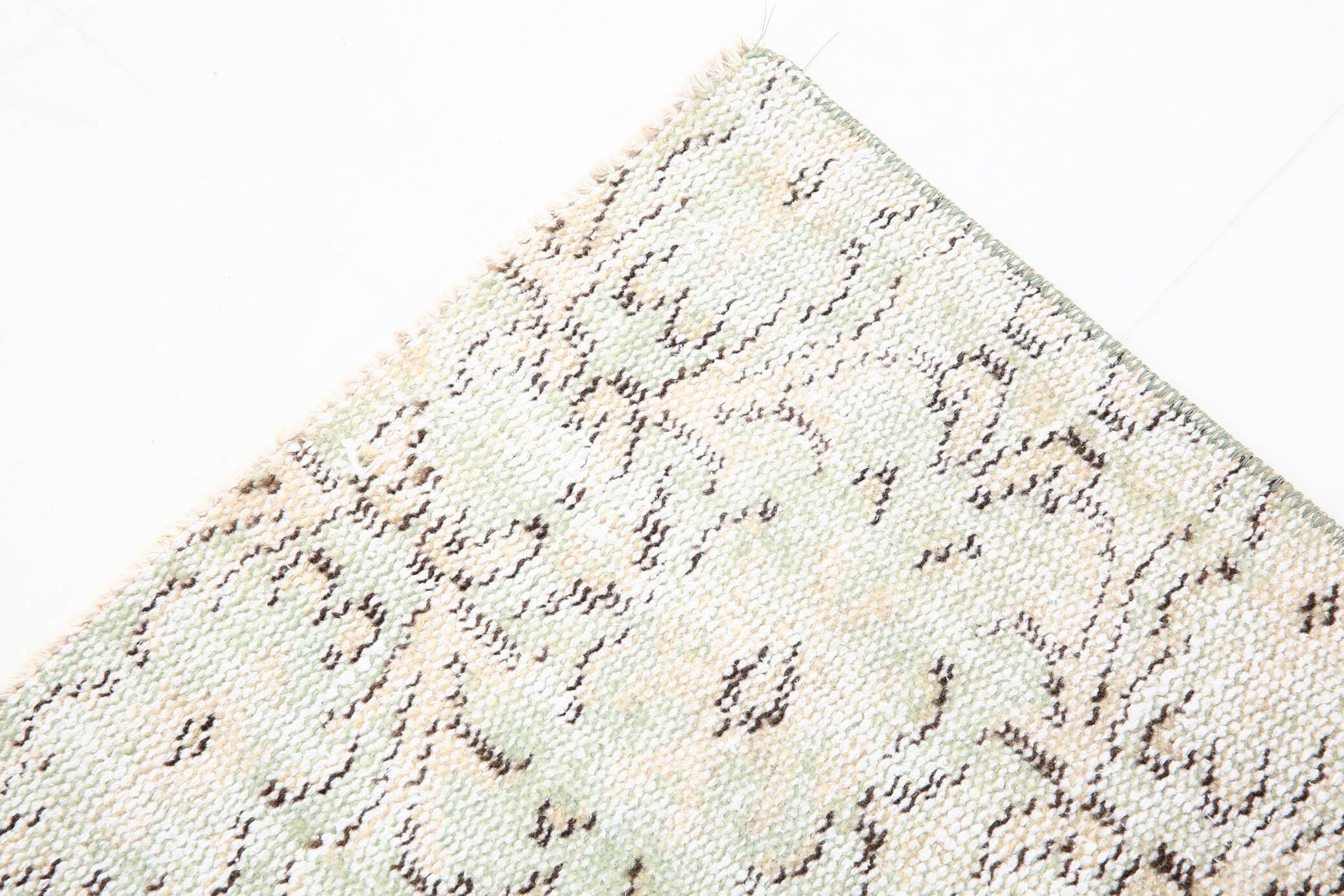 3x9 Shades Of Light Green & Black Vintage Runner Rug, 81x275Cm