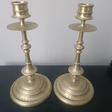 Pair of chiselled candlesticks