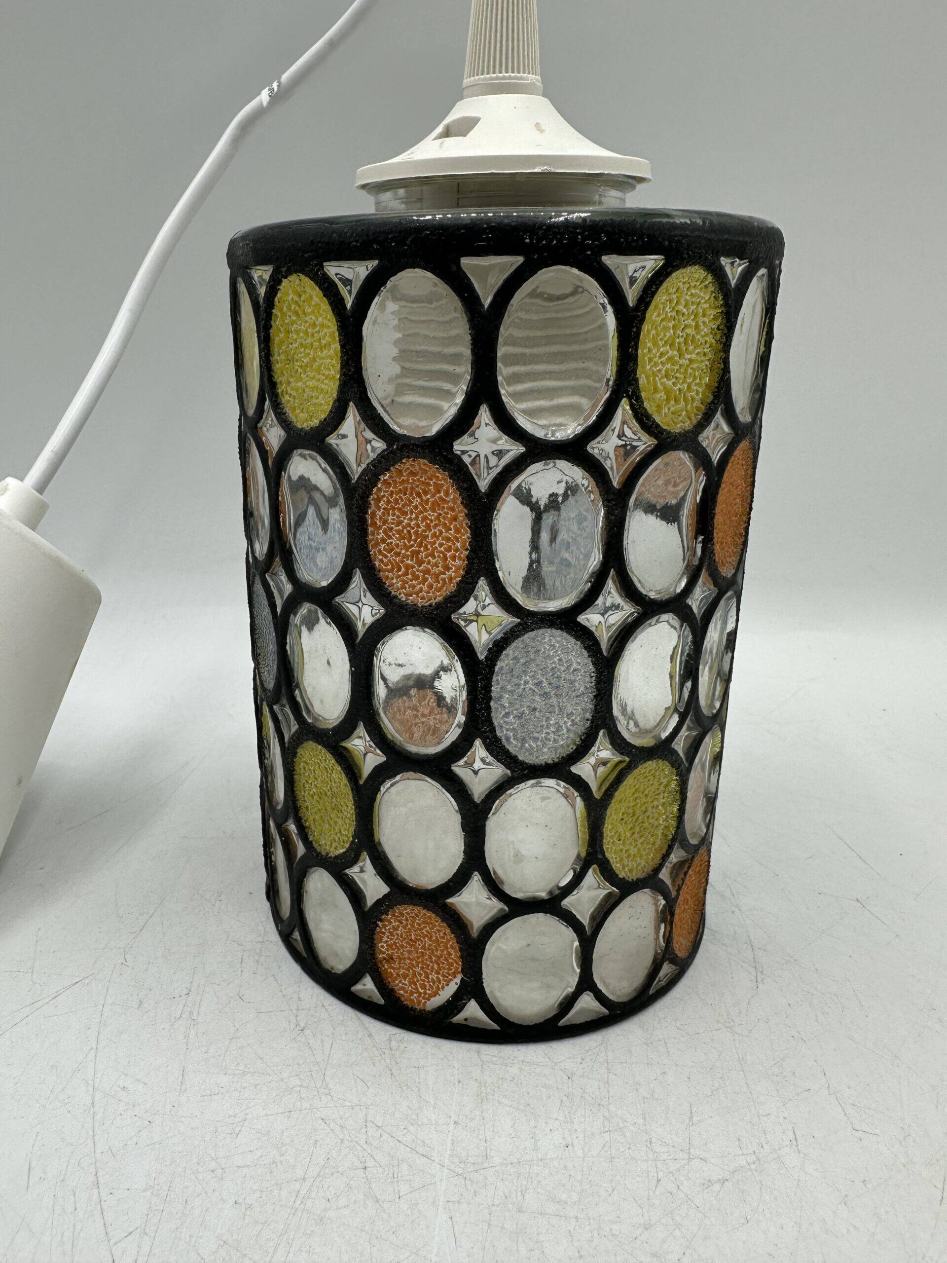 Vintage glass pendant light Limburg 1970s