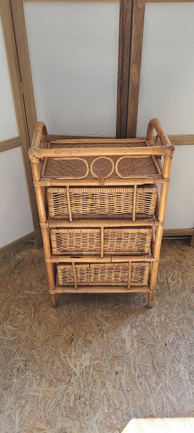 Commode rotin vintage