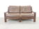 Mid century vintage boho 2-seater sofa with leather cushions