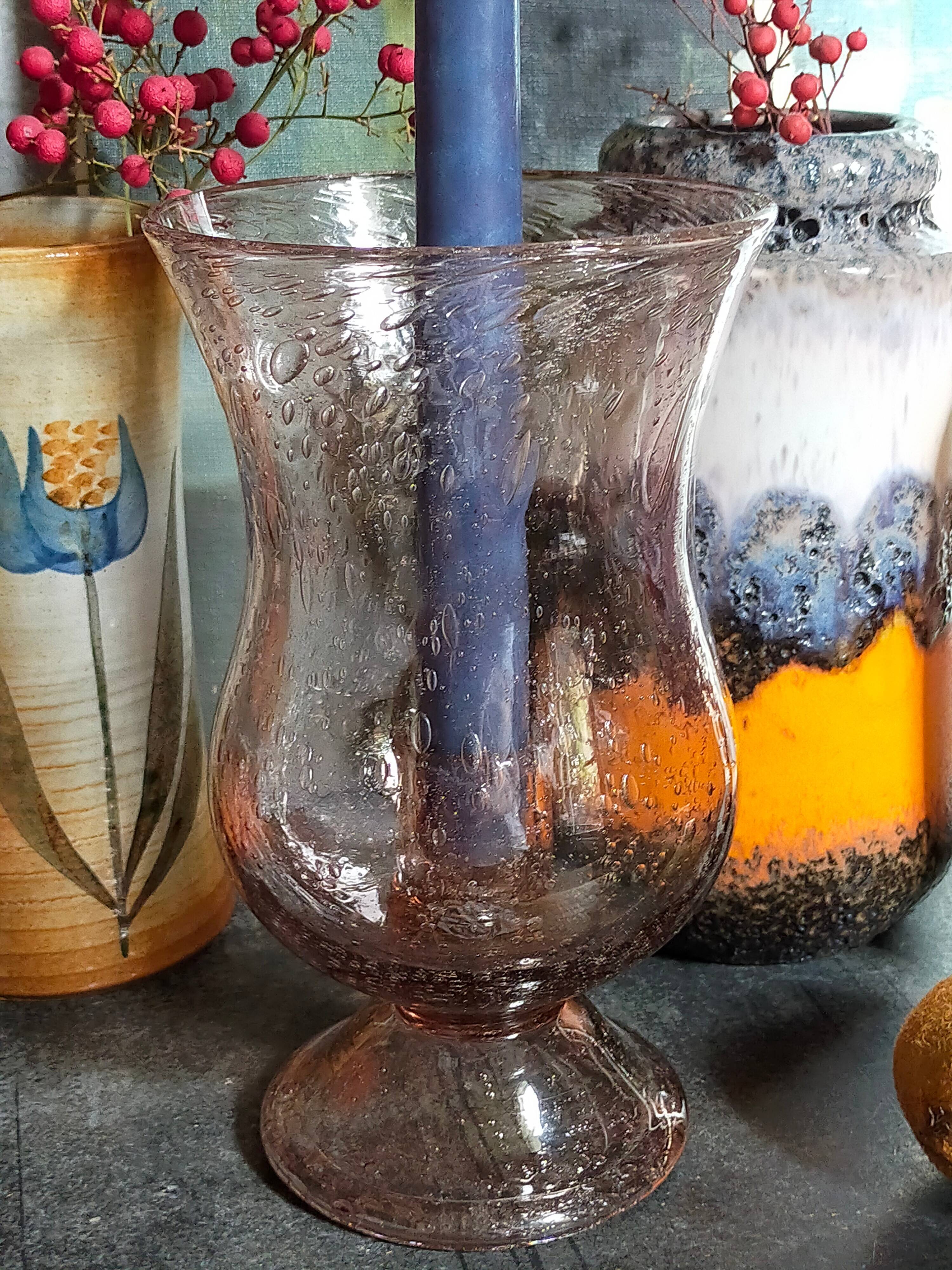 Vintage Biot blown glass tealight holder