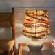 Vintage wool lampshade lamp