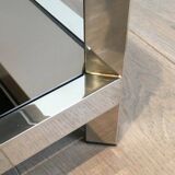 Pair of octagonal chrome side tables with tinted glass tops