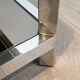 Pair of octagonal chrome side tables with tinted glass tops