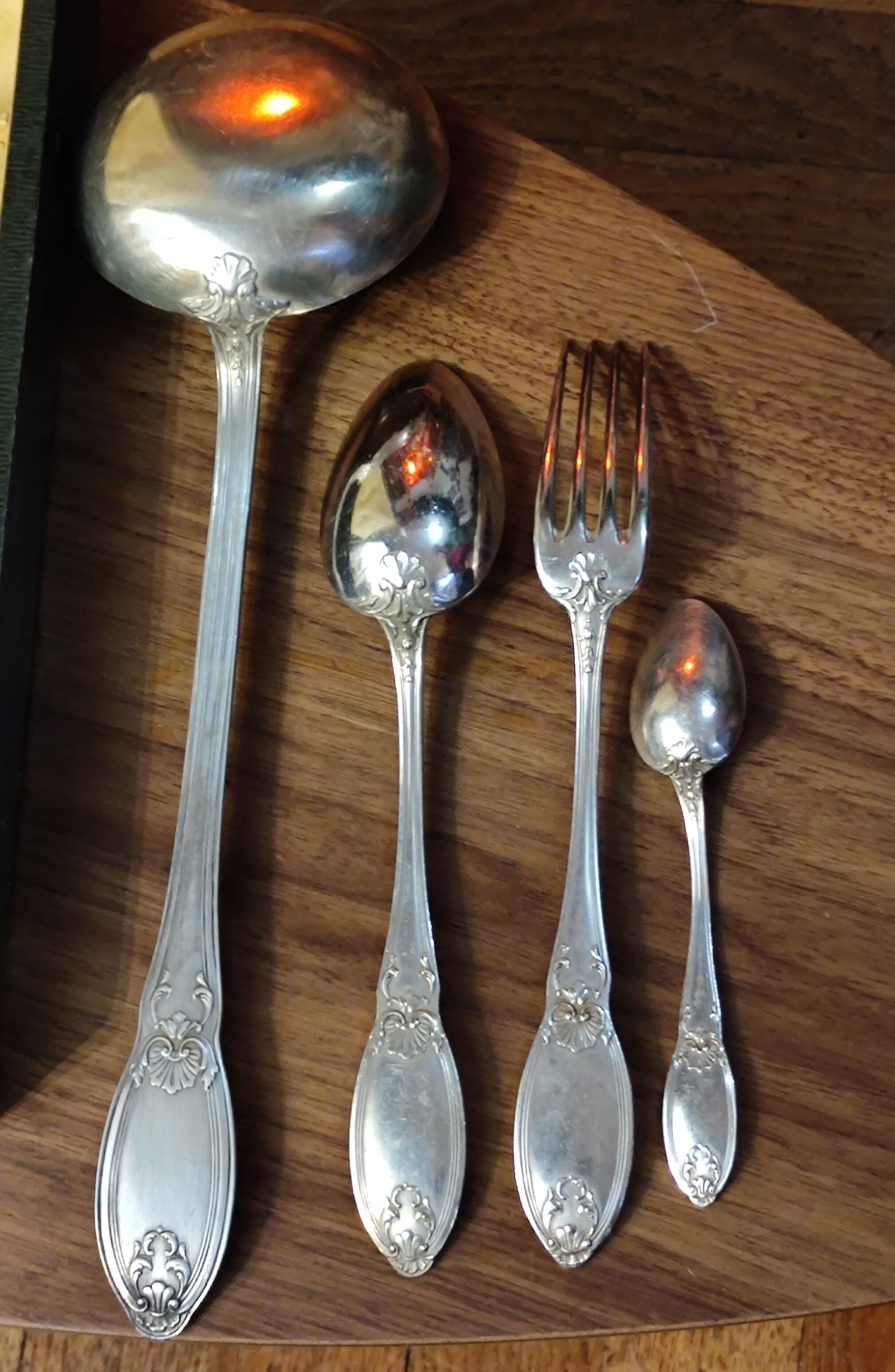 Old housewife 37 pieces silver metal/silverware boulenger