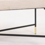 Pair of white benches, in lacquered and gilded metal. 2000s.
