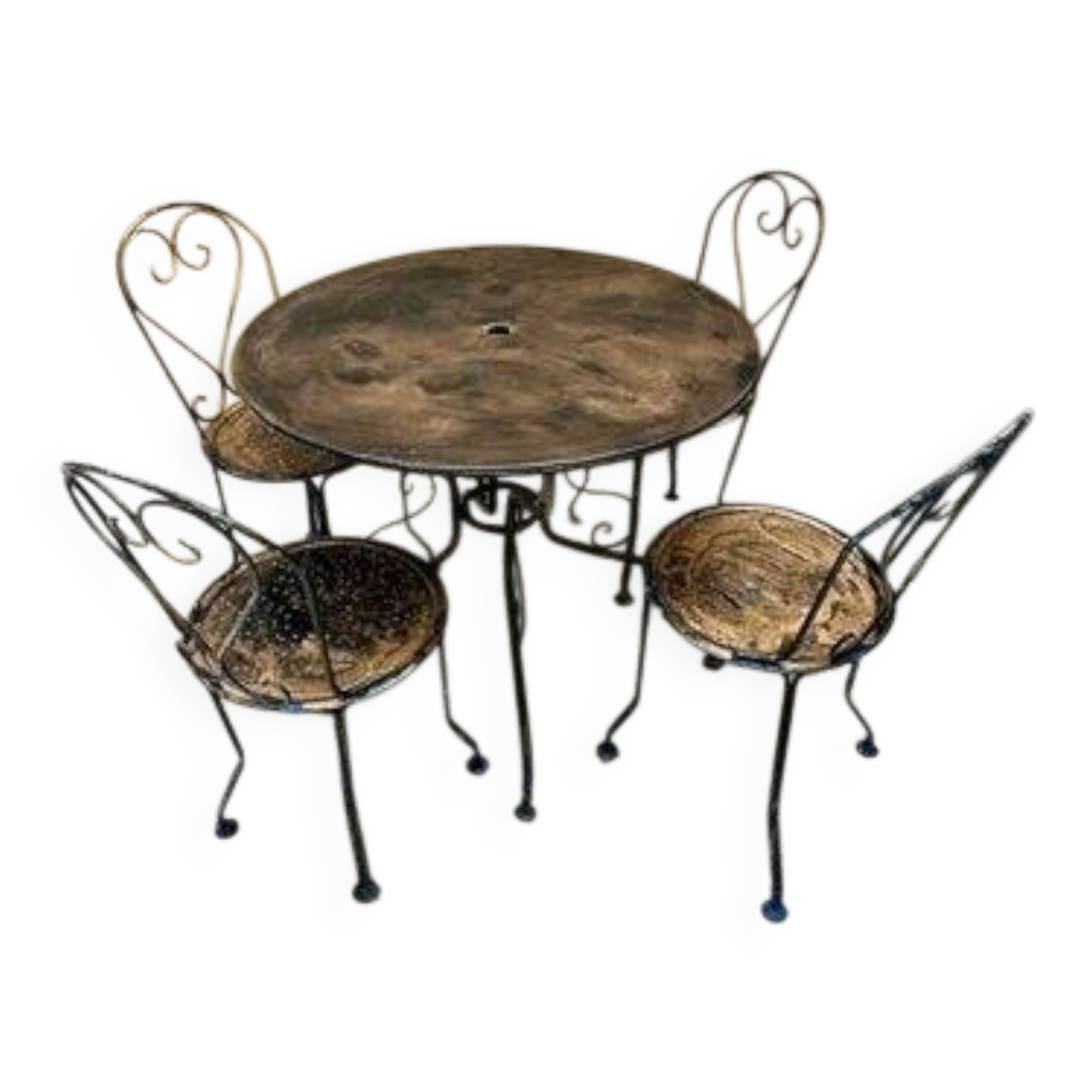 Outdoor wrought iron table + 4 chairs