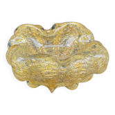Empty pocket, Murano, Archimedes Seguso, yellow, gold, bubbled, stylized flower-forming, blown glass, Italy