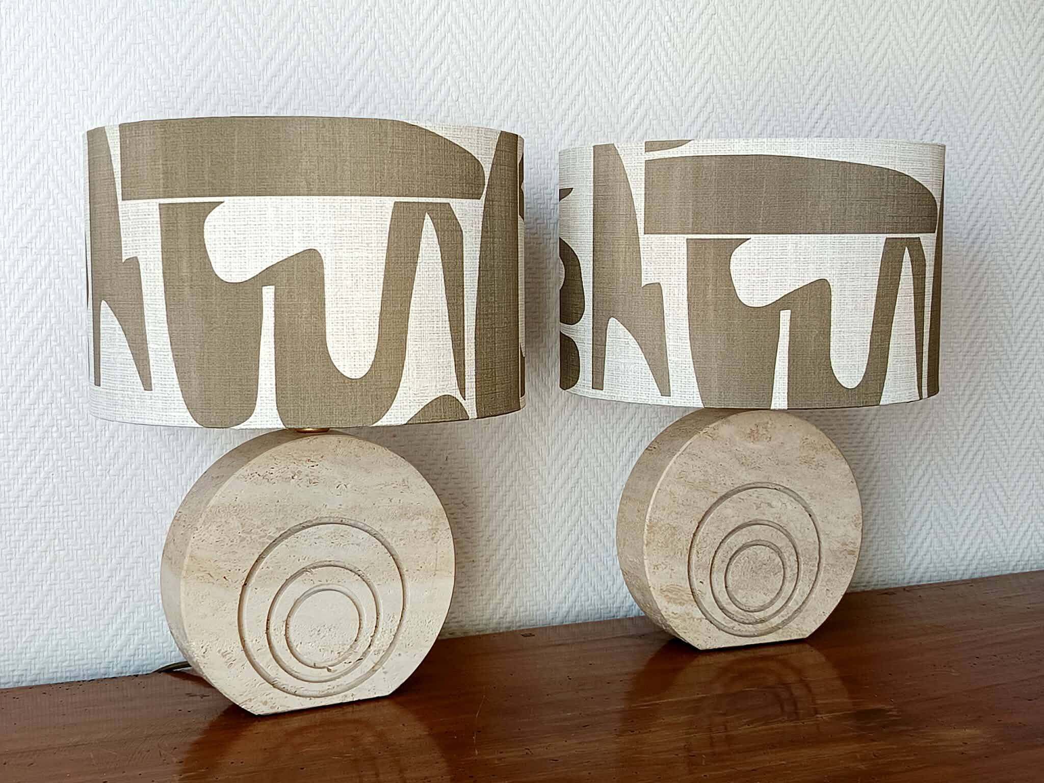 Pair of travertine lamps by Fratelli Mannelli