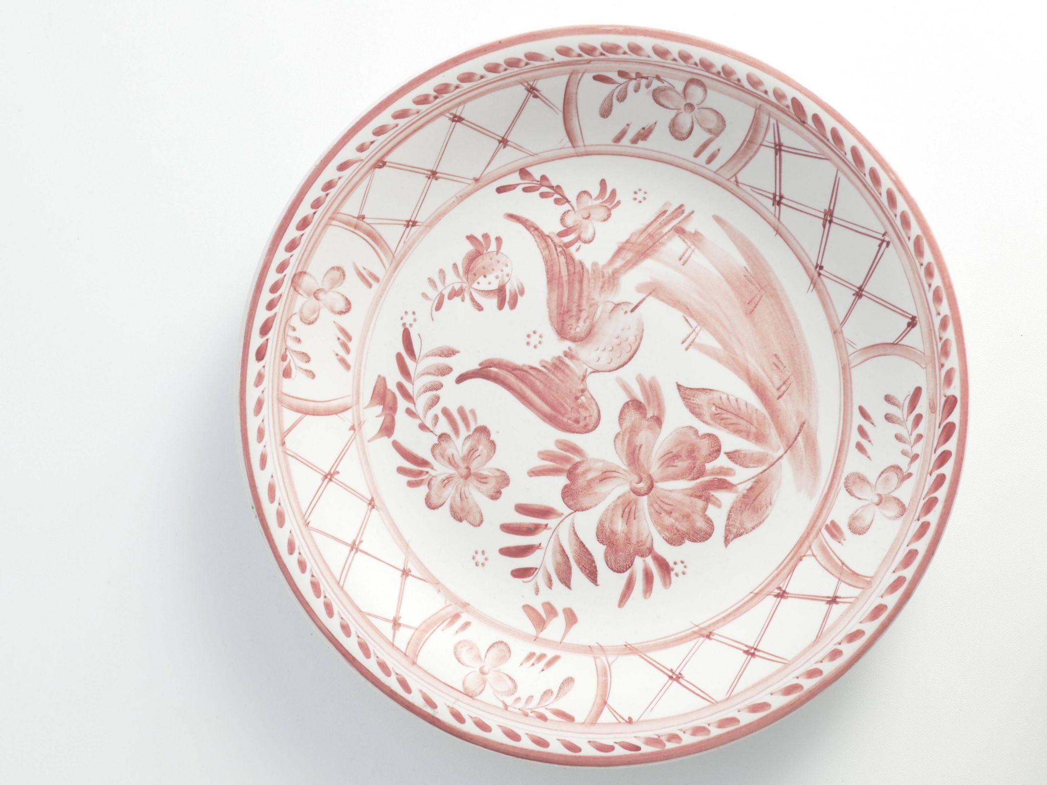 Folk Art Dish with Red Floral Motif by Ilse Claesson for Rörstrand, Sweden 1930