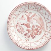 Folk Art Dish with Red Floral Motif by Ilse Claesson for Rörstrand, Sweden 1930