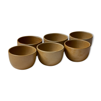 Six minimalist bowls Grès Village CNP France 70s/80s