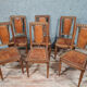 Series of 6 Art Deco period chairs in solid walnut with blonde patina