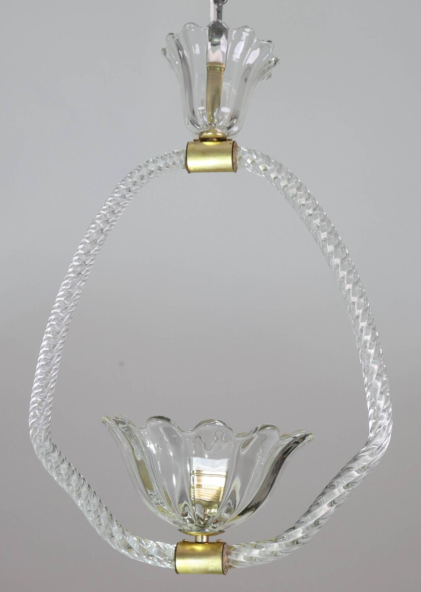 Petite Art Deco Pendant Chandelier by Ercole Barovier, 1940s