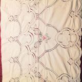 Old cotton tablecloth, lace and embroidery 160 x 240