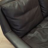 Brown leather sofa, Danish design, 1970s, designer: Werner Langenfeld, manu