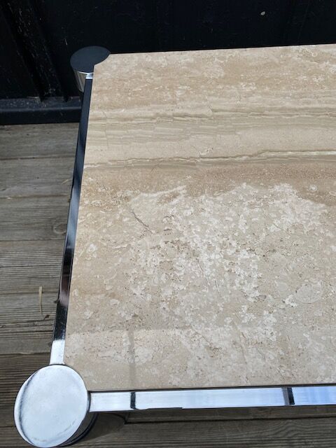 Table basse marbre perlato Roche Bobois vintage 1970
