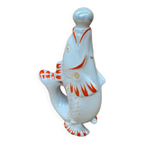 Ancienne bouteille forme poisson blanc orange vintage