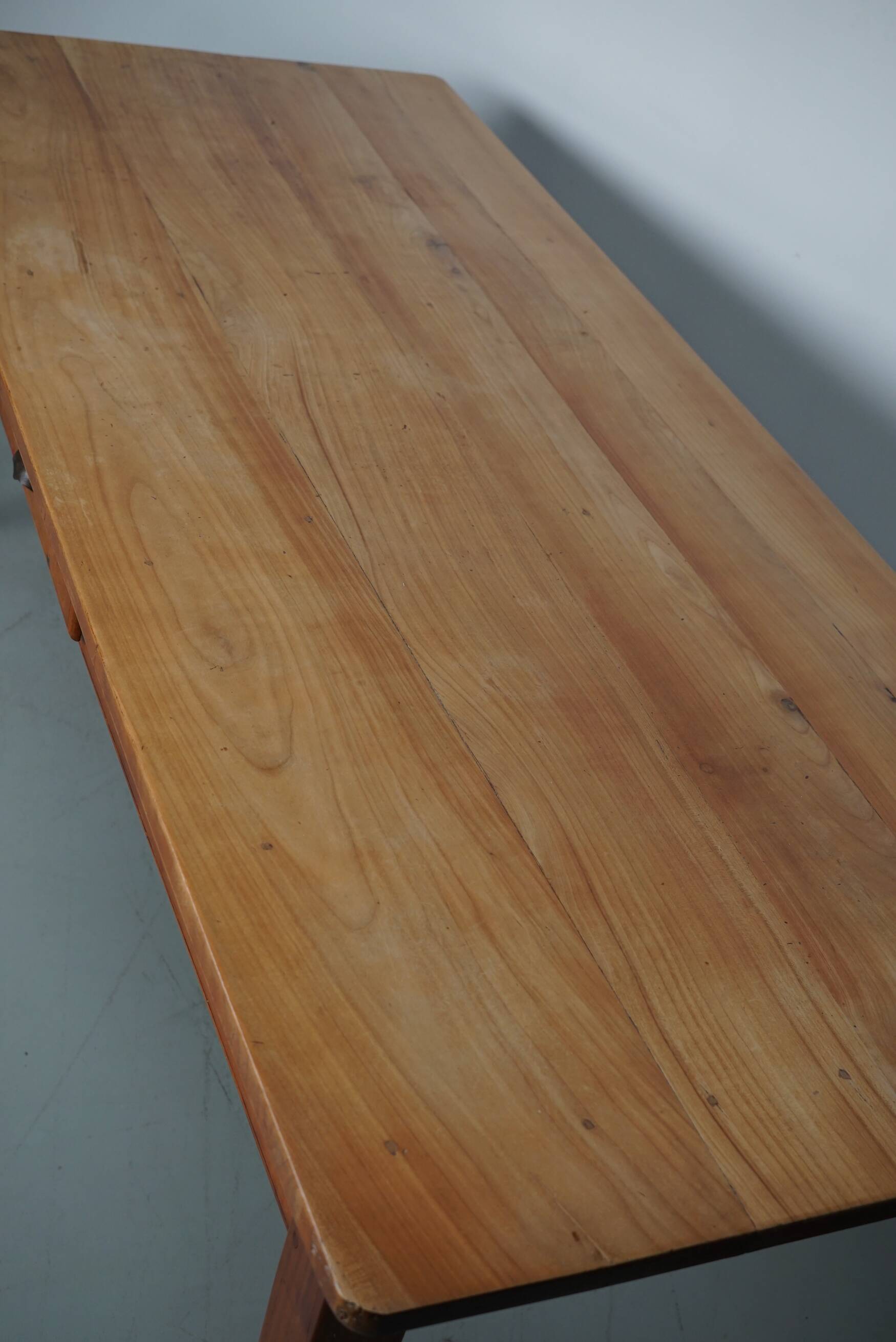 Vintage Cherry 20th Century French Rustic Farmhouse Dining Table